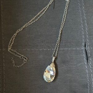 Elegant Silver Crystal Pendant Necklace